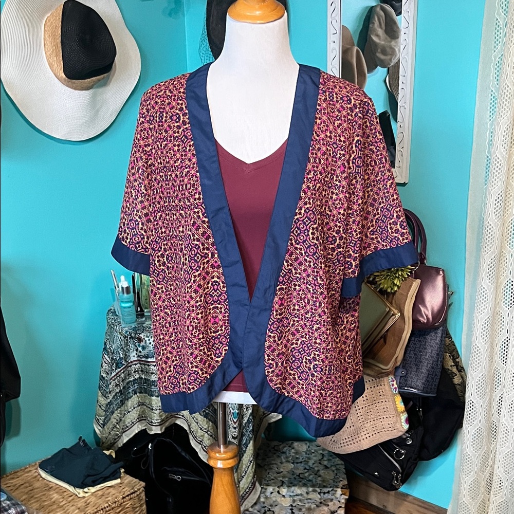 Elegant Navy and Pink Women's Cardigan